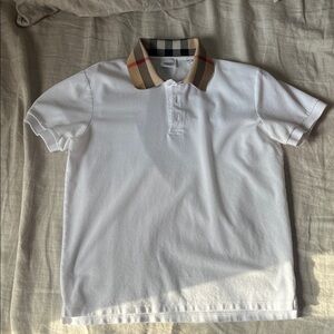 Burberry White Shirt with Black Plaid Detail